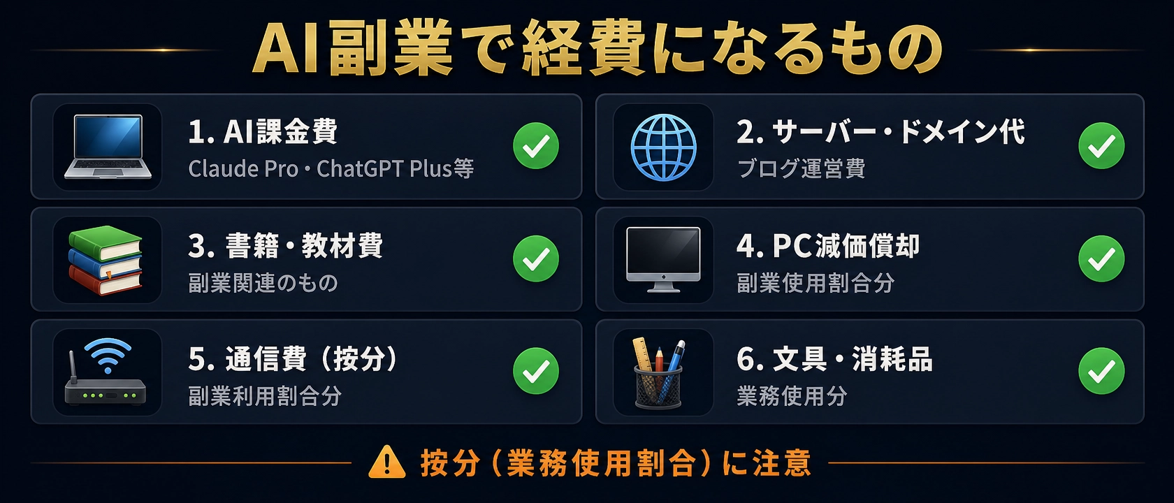 AI副業で経費になるもの